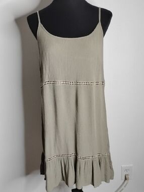 Venus Light Olive Spaghetti Strap Midi Dress